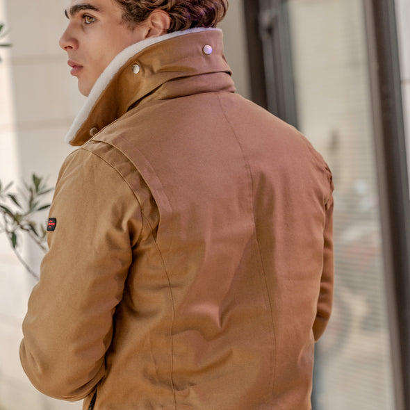 Blouson aviateur en canvas camel