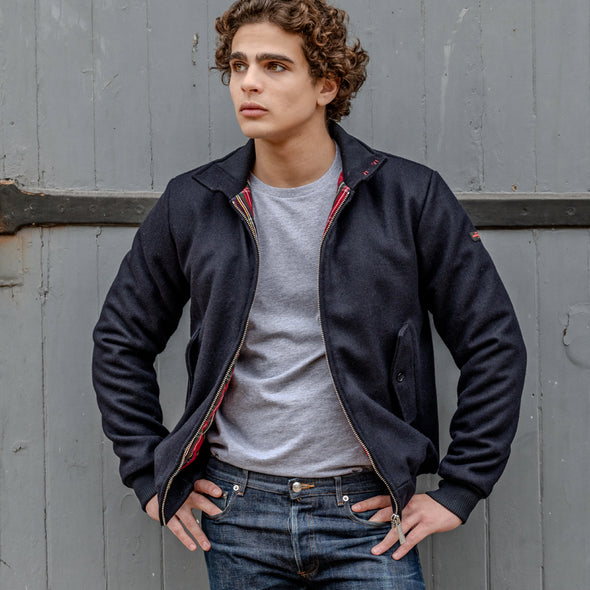 Blouson en laine marine