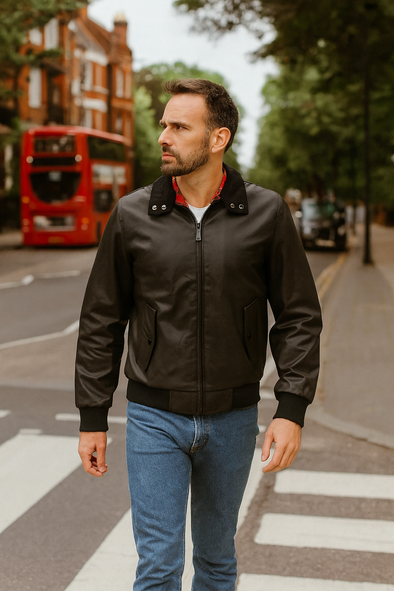 Blouson en coton waxé noir