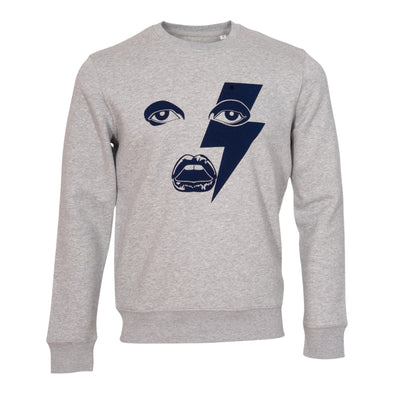 Sweat-shirt Face gris/bleu