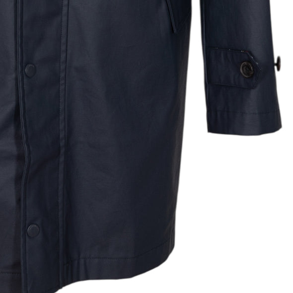 Trench-coat en coton waxé bleu marine