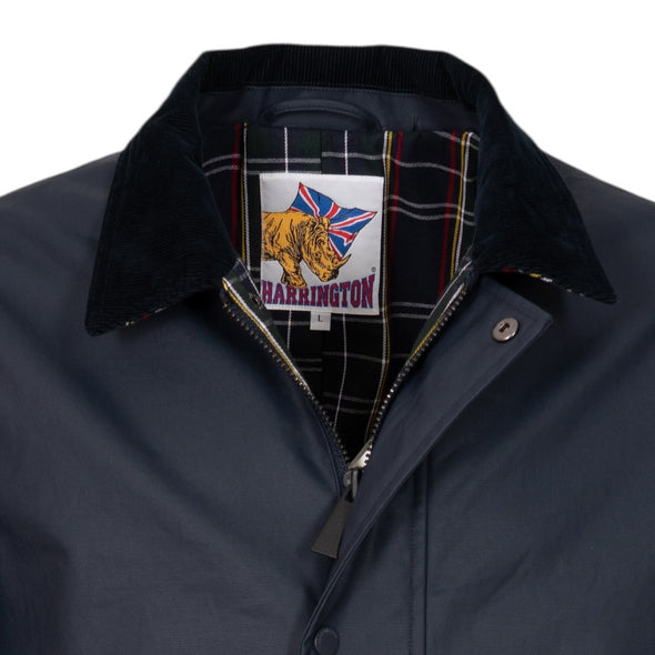 Trench-coat en coton waxé bleu marine