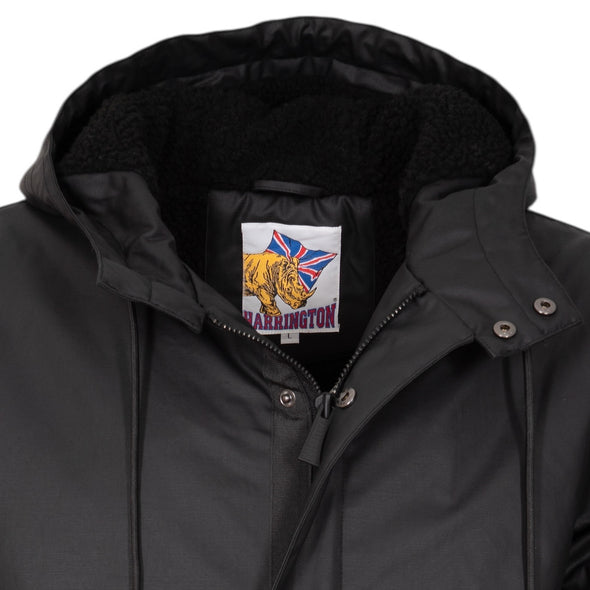 Parka fourrée en coton waxé noir