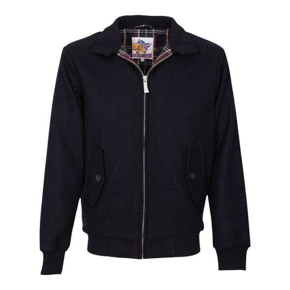 Blouson Harrington en laine bleu marine