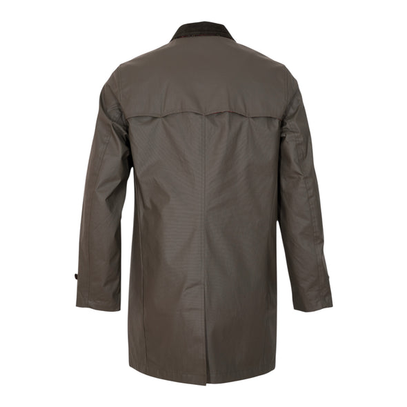 Trench-coat en coton waxé kaki