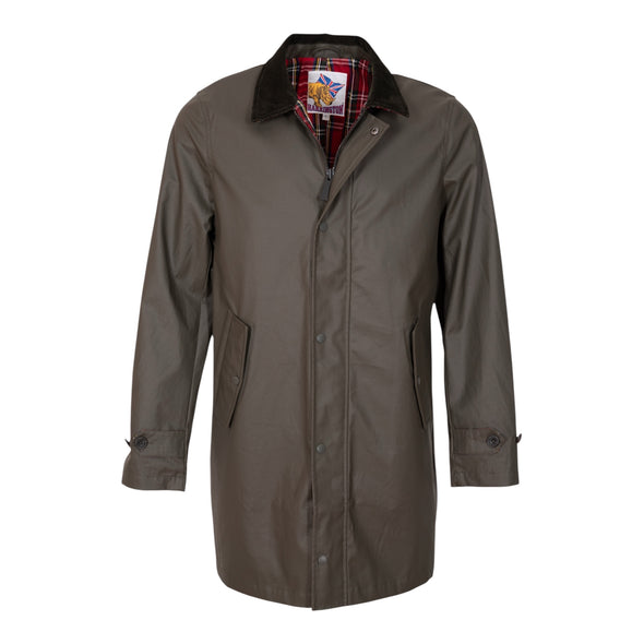 Trench-coat en coton waxé kaki