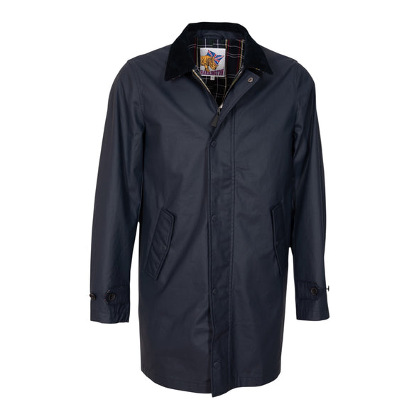 Trench-coat en coton waxé bleu marine