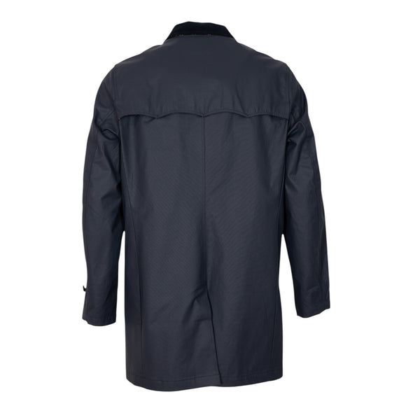 Trench-coat en coton waxé bleu marine