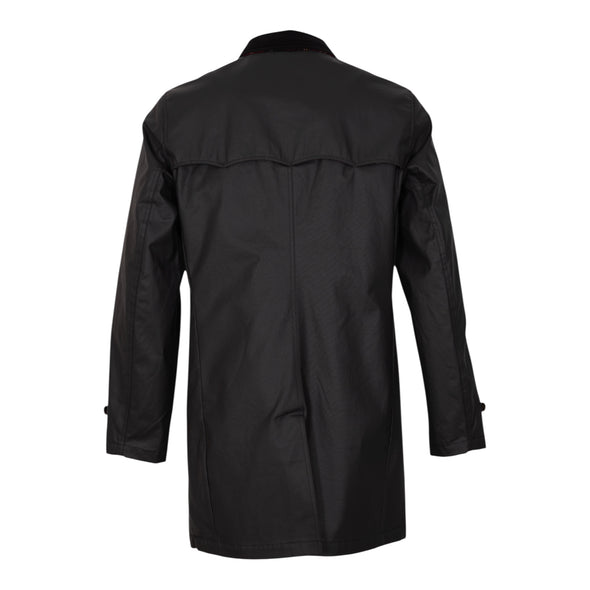 Trench-coat en coton waxé noir