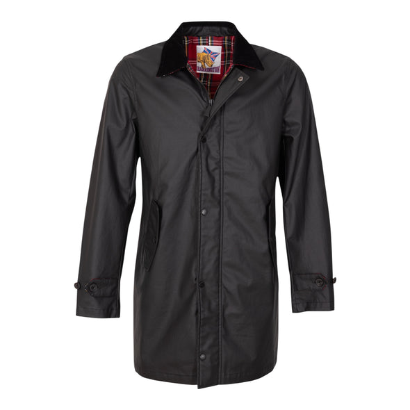 Trench-coat en coton waxé noir
