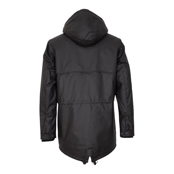 Parka fourrée en coton waxé noir