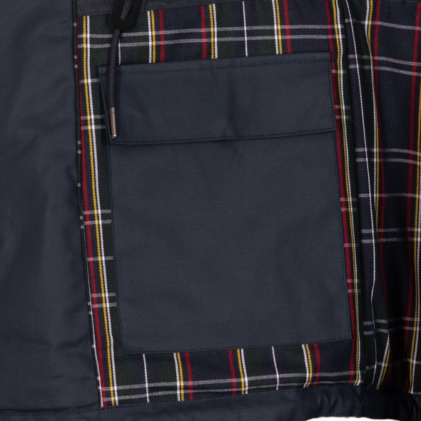 Parka fourrée en coton waxé bleu marine