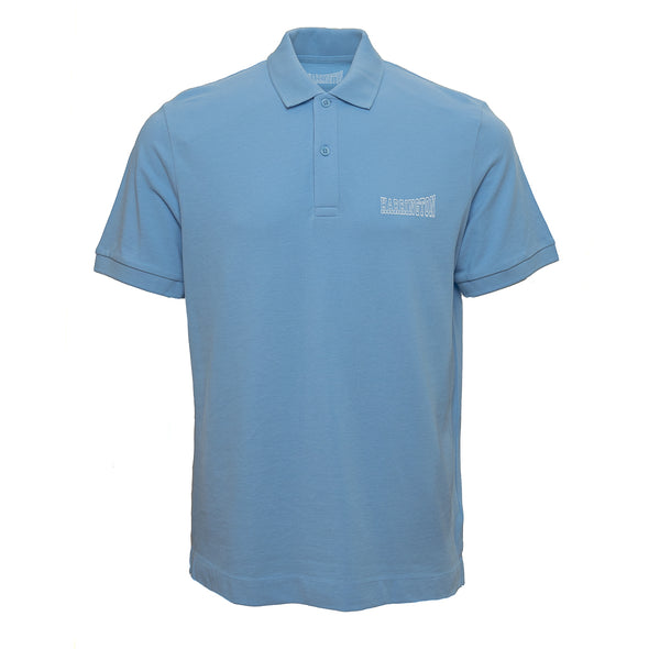 Polo piqué ciel / blanc