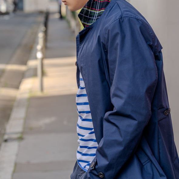 Trench droit uni bleu