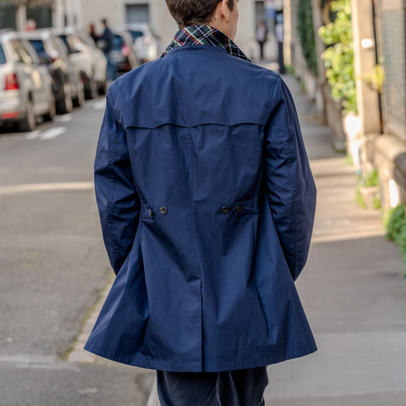 Trench droit uni bleu