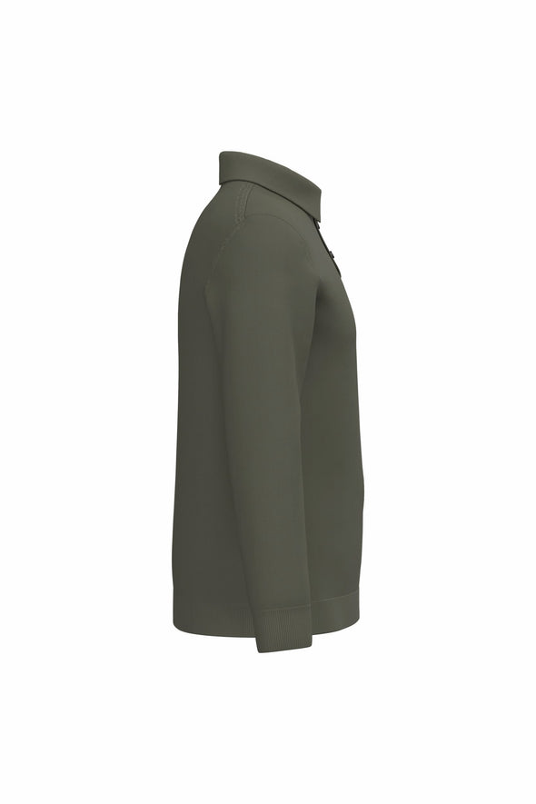 Polo maille manches longues kaki