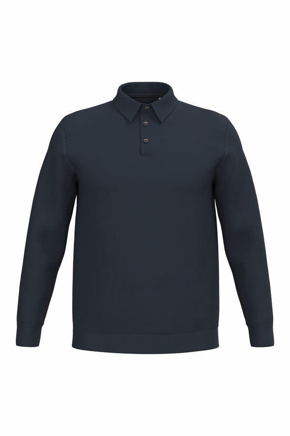 Polo maille manches longues bleu marine
