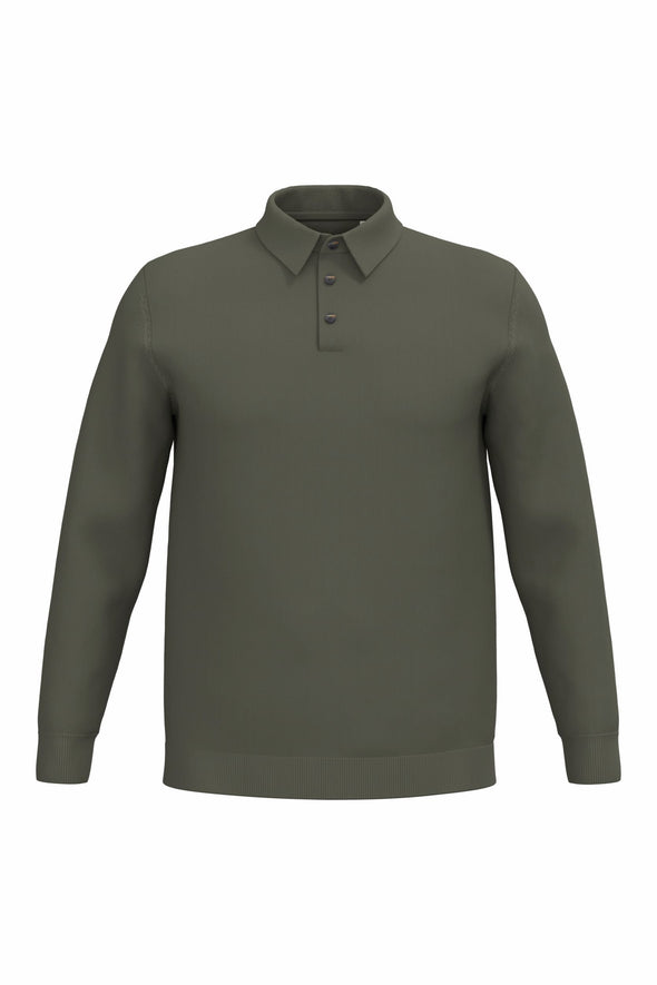 Polo maille manches longues kaki
