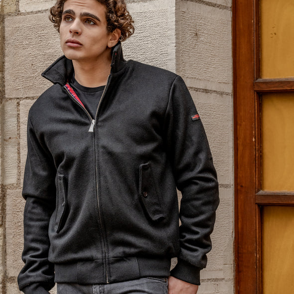 Blouson en laine noir