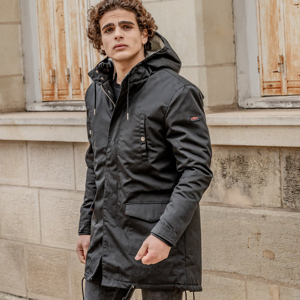 Parka fourrée noir