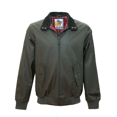 Blouson en toile waxée kaki