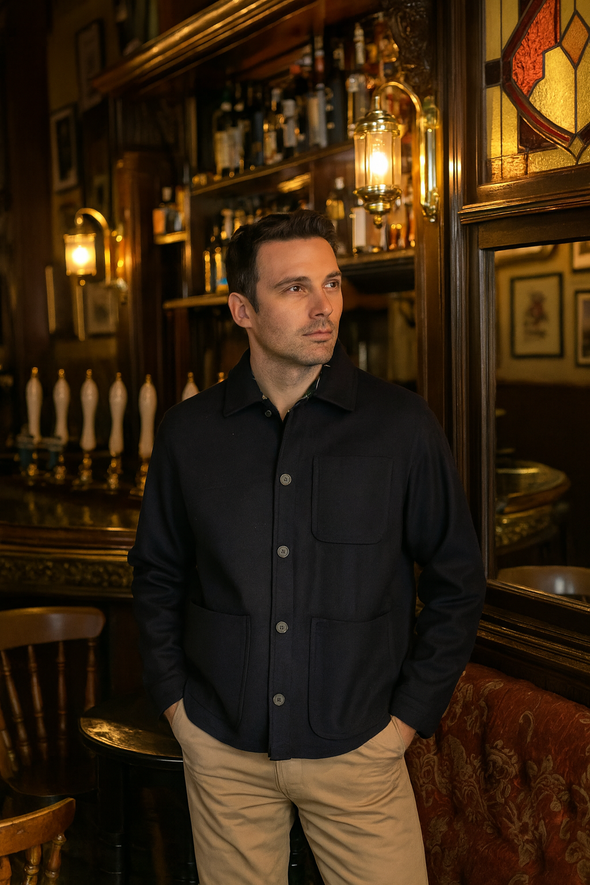 Veste de peintre bleu marine en laine