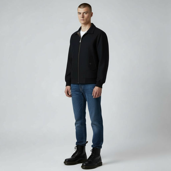 Blouson Harrington en laine bleu marine