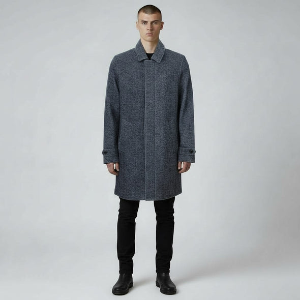 Manteau droit en laine à chevrons