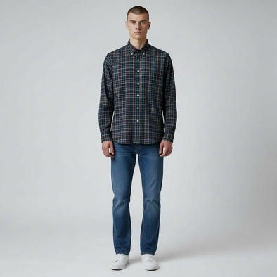 Chemise flanelle carreaux marine