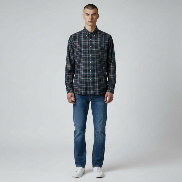 Chemise flanelle carreaux marine