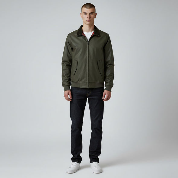 Blouson en coton waxé kaki