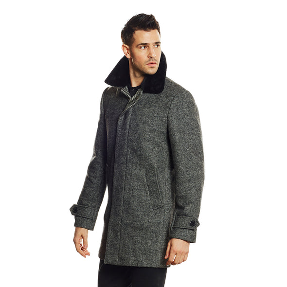 Manteau en laine à chevrons