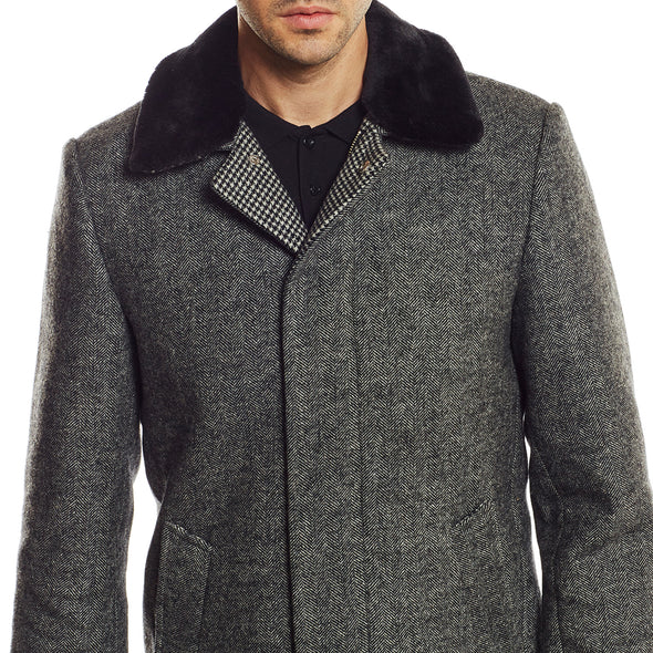 Manteau en laine à chevrons