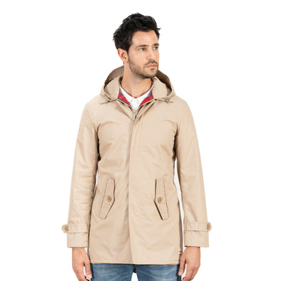 Trench à capuche amovible beige